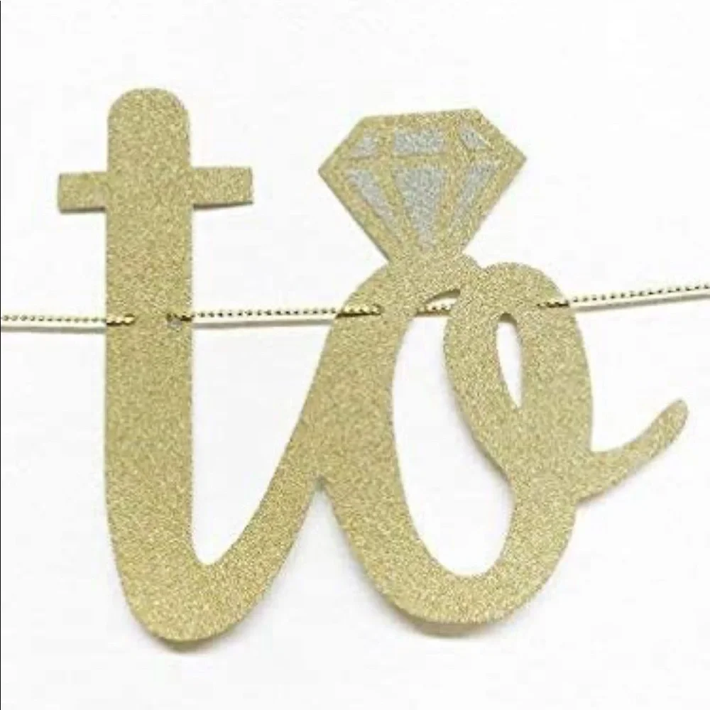 Bride to Be Gold Glitter Banner Diamond Ring Bachelorette Bridal Shower